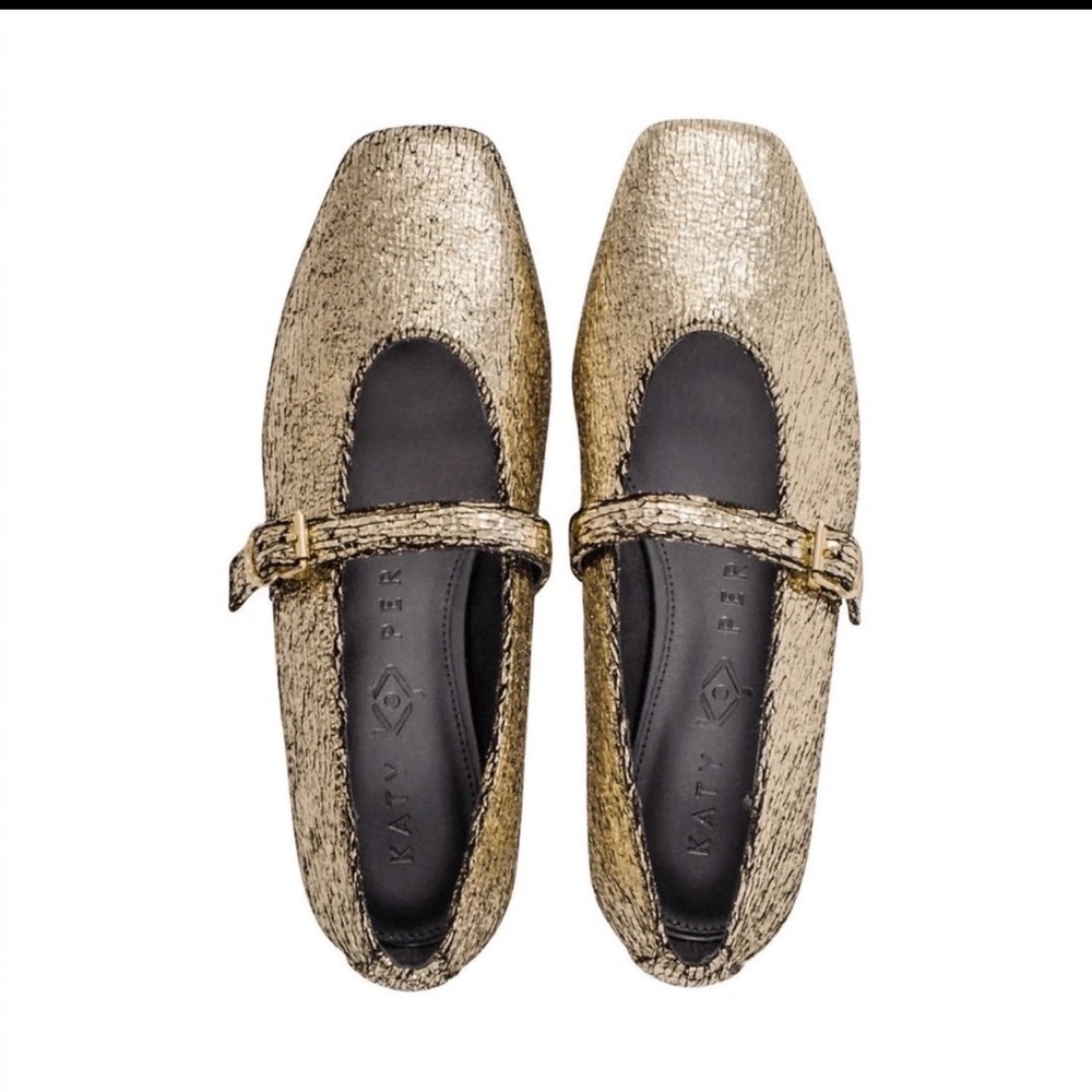 Katy Perry 9.5 Women's Evie Mary Jane Flat Gold NIB Fashion Casual Work School